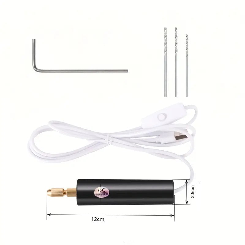Electrische mini handboor + 3 boortjes