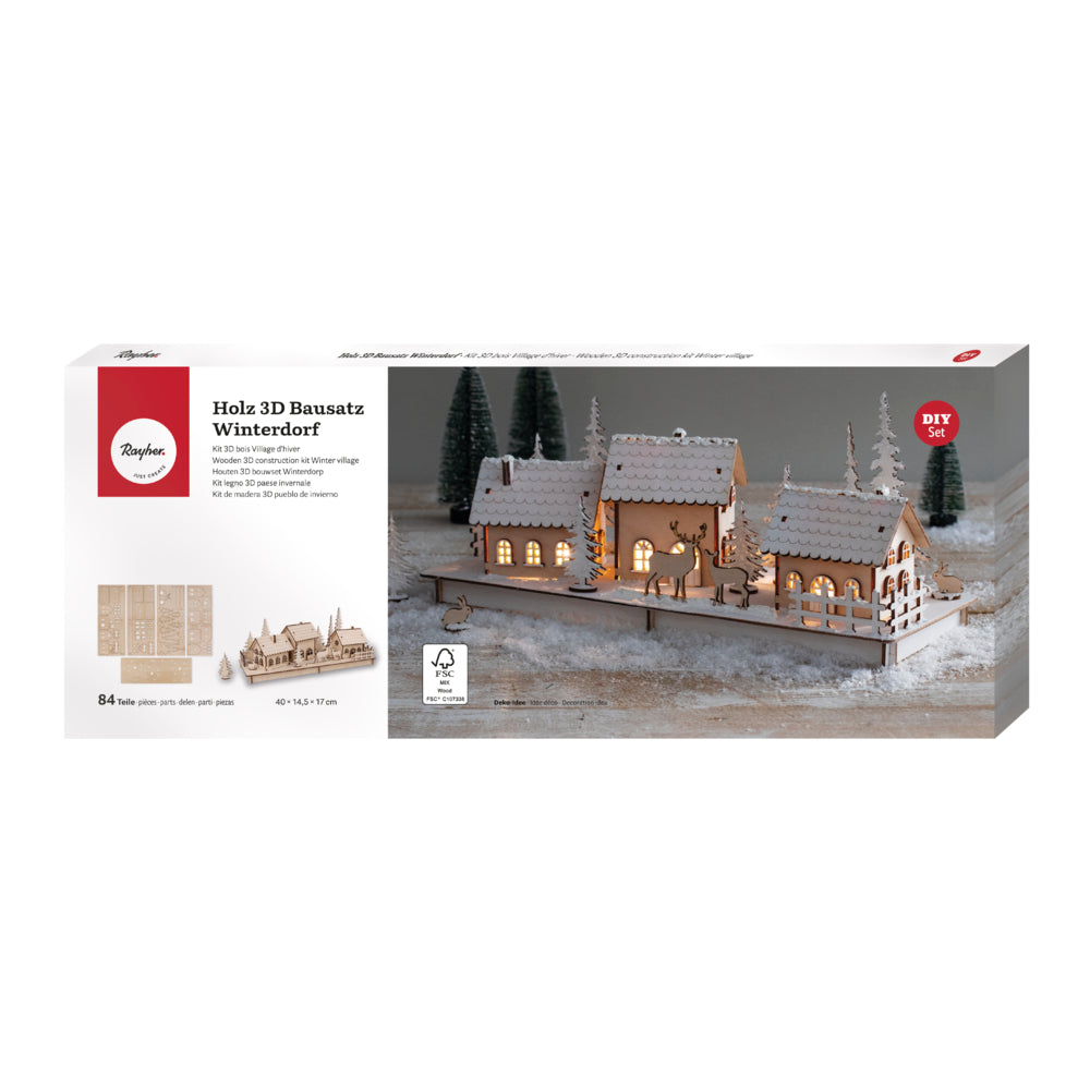 Houten bouwset Winterdorp