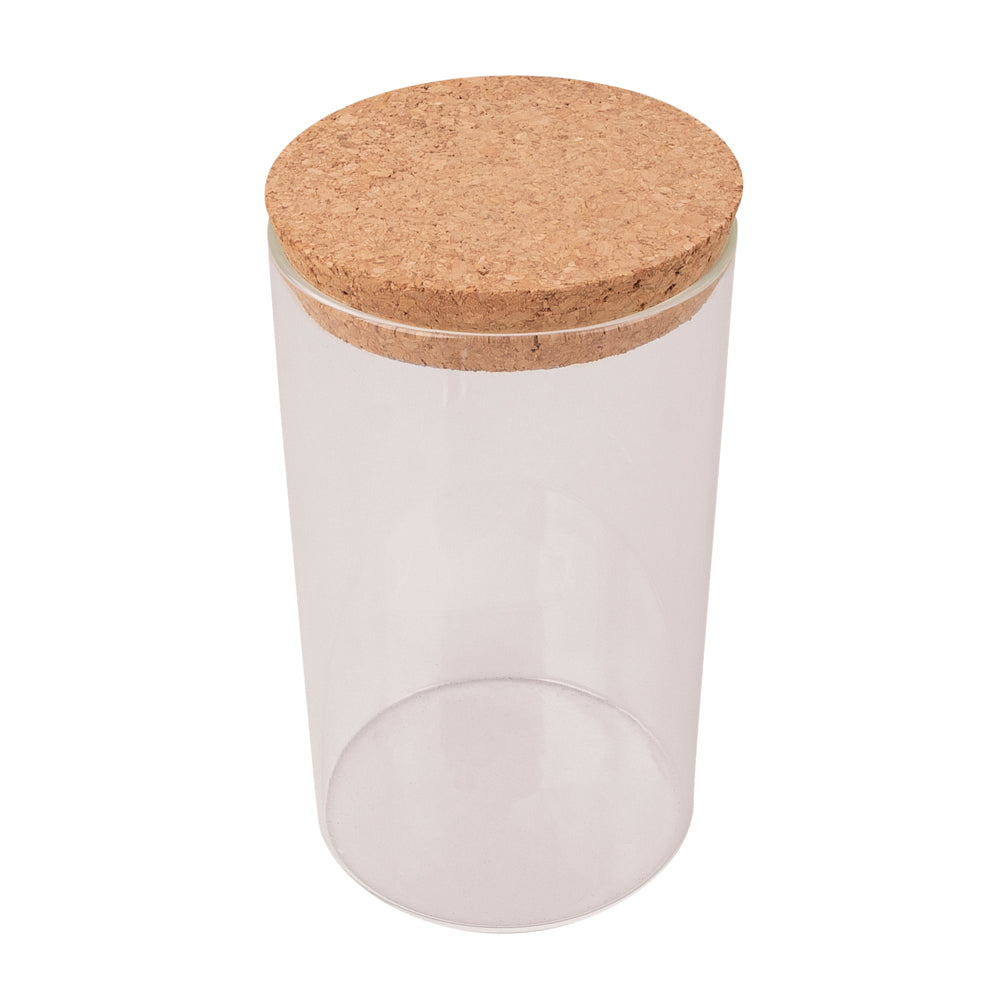 Glazen pot met kurkdeksel