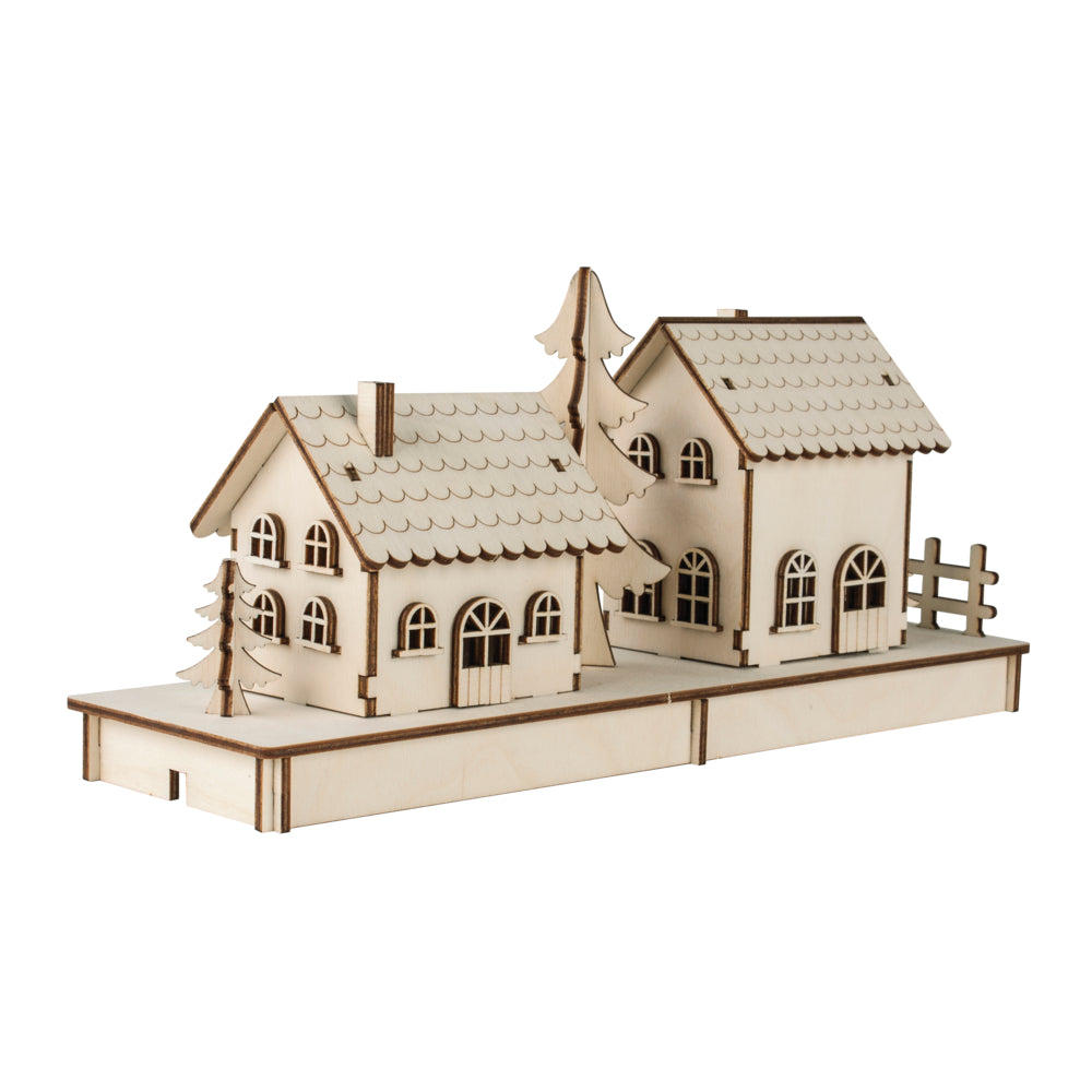 Houten bouwplaat huisjes