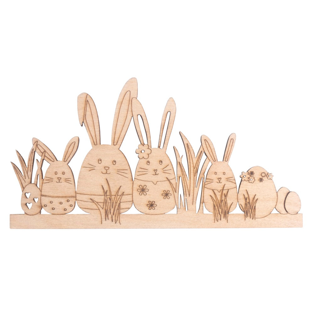 Houten Paasdecoratie rij