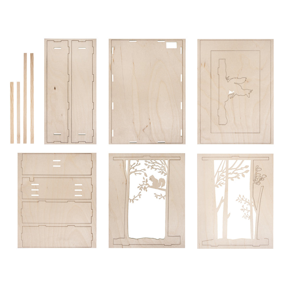 Houten bouwset bos in 3d lijst