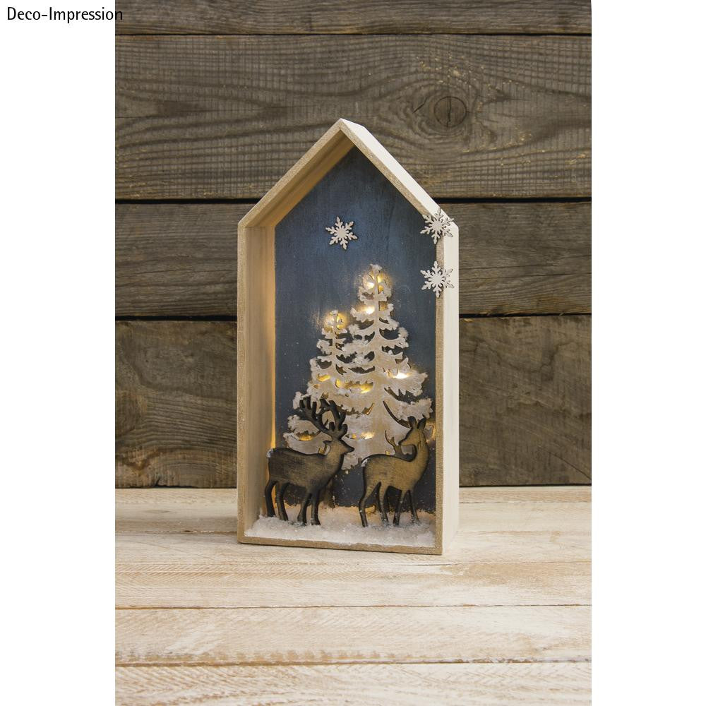 Houten motieven boom en hert