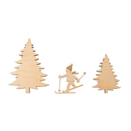 Houten deco Skiër